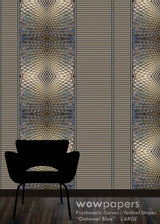 Oatmeal Blue Striped Wallpaper