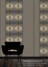 Oatmeal Blue Striped Wallpaper