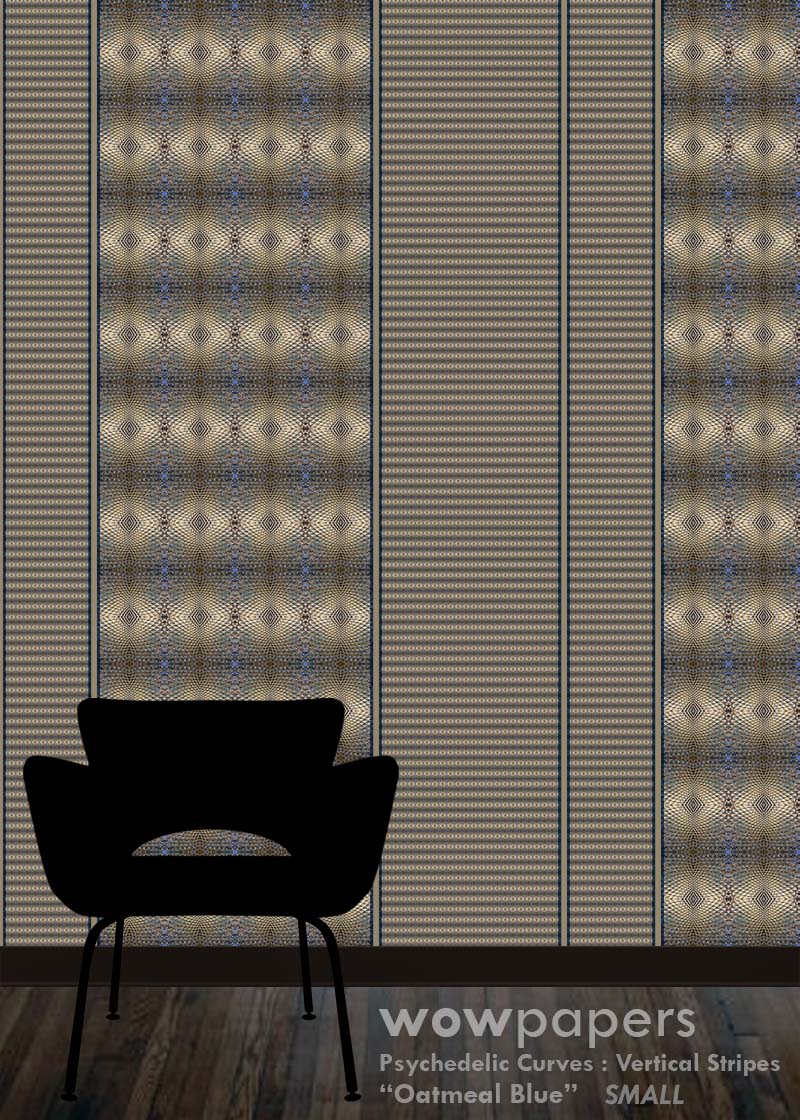 Oatmeal Blue Striped Wallpaper