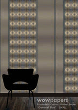 Oatmeal Blue Striped Wallpaper