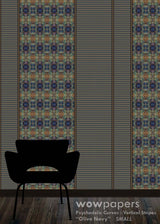 Olive Navy Striped Wallpaper