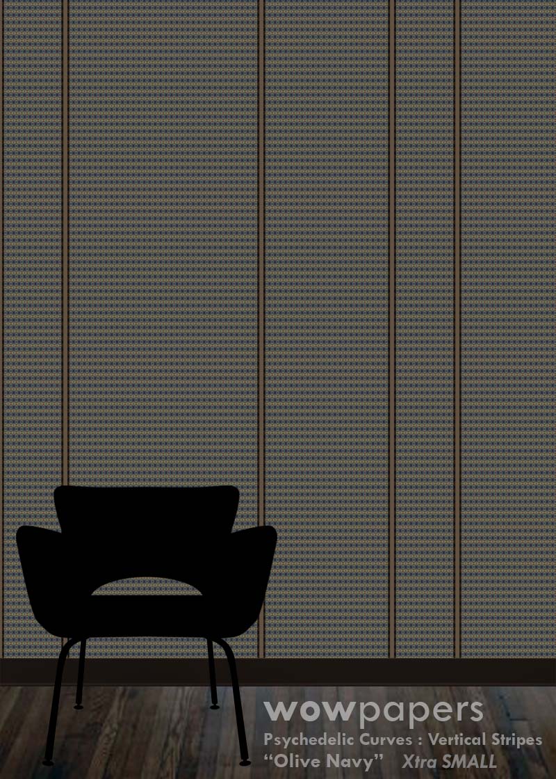 Olive Navy Striped Wallpaper