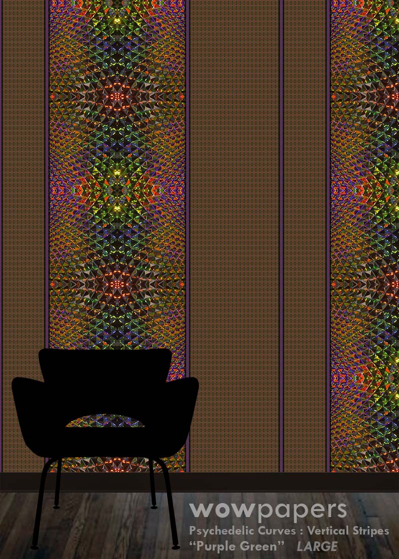 Purple Green Striped Wallpaper