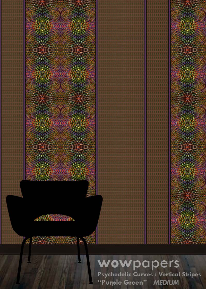 Purple Green Striped Wallpaper