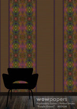 Purple Green Striped Wallpaper