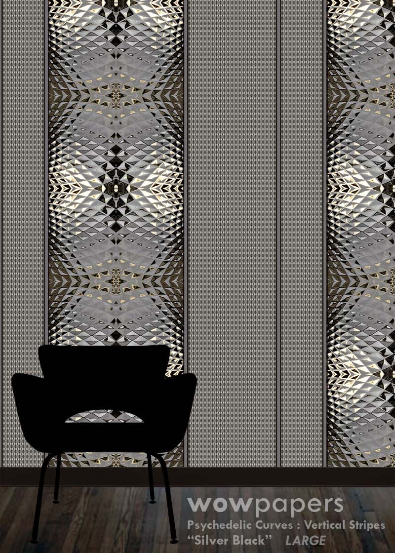 Silver Black Striped Wallpaper