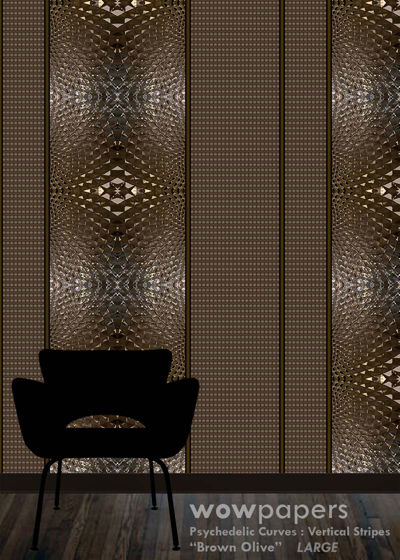 Brown Olive Striped Wallpaper