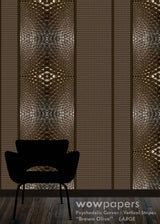 Brown Olive Striped Wallpaper