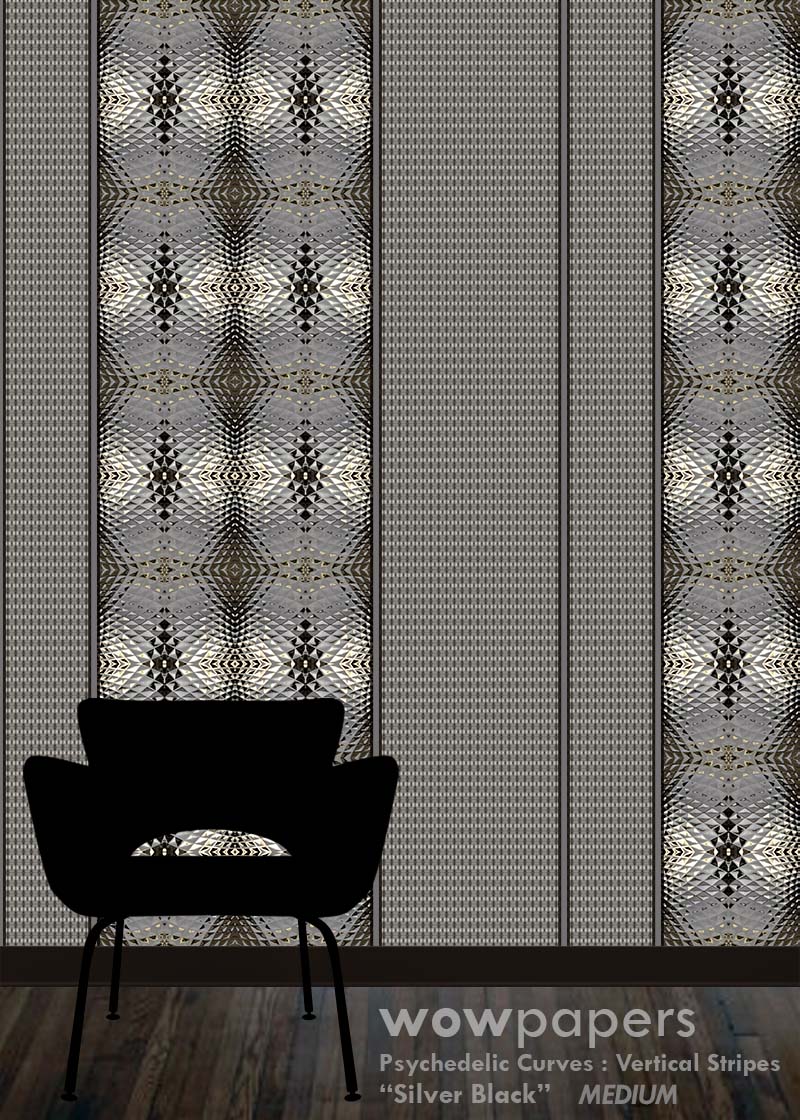Silver Black Striped Wallpaper