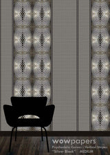 Silver Black Striped Wallpaper