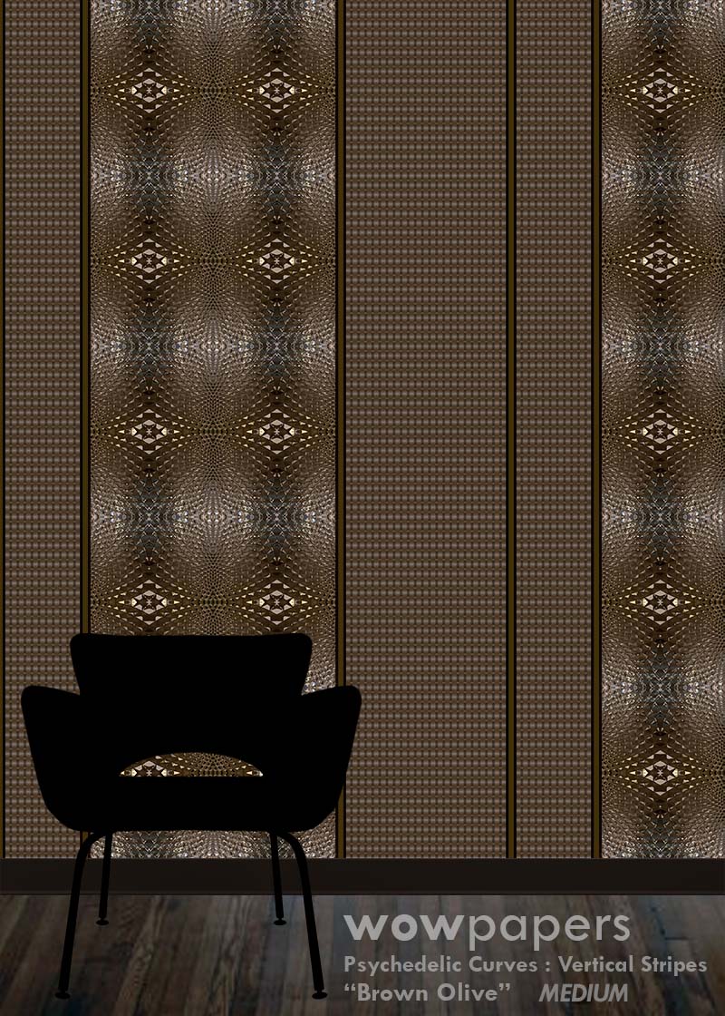 Brown Olive Striped Wallpaper