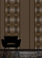 Brown Olive Striped Wallpaper