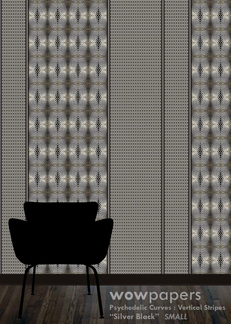 Silver Black Striped Wallpaper