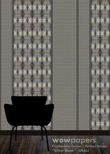 Silver Black Striped Wallpaper