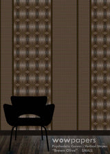Brown Olive Striped Wallpaper