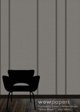 Silver Black Striped Wallpaper