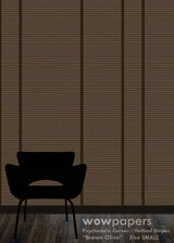 Brown Olive Striped Wallpaper