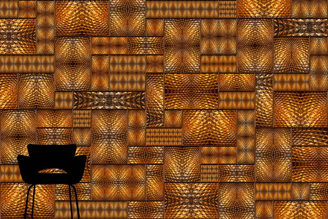 Psychedelic Curves | Amber Orange Wallcovering Mural