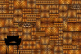 Psychedelic Curves | Amber Orange Wallcovering Mural