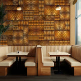 Psychedelic Curves | Amber Orange Wallcovering Mural