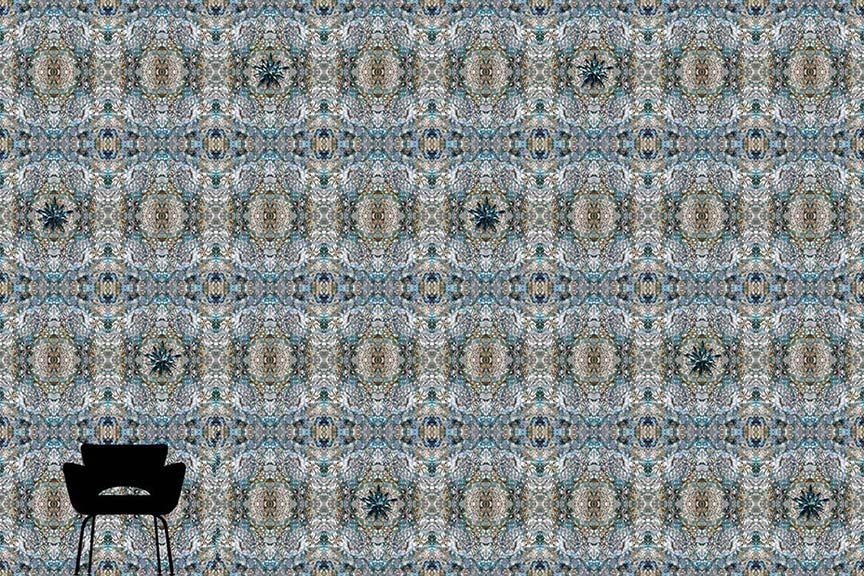 Gems + Jewels | Teal White Wallpaper Mural