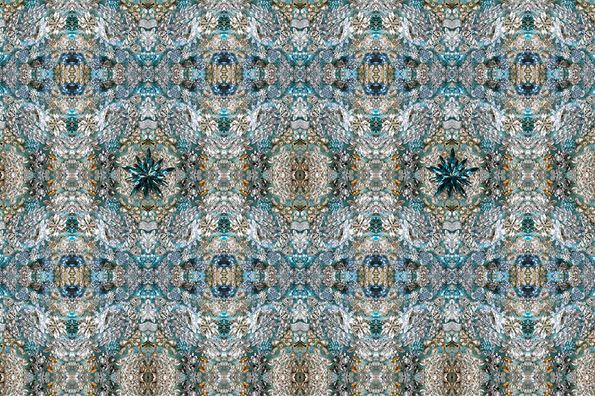 Gems + Jewels | Teal White Wallpaper Mural