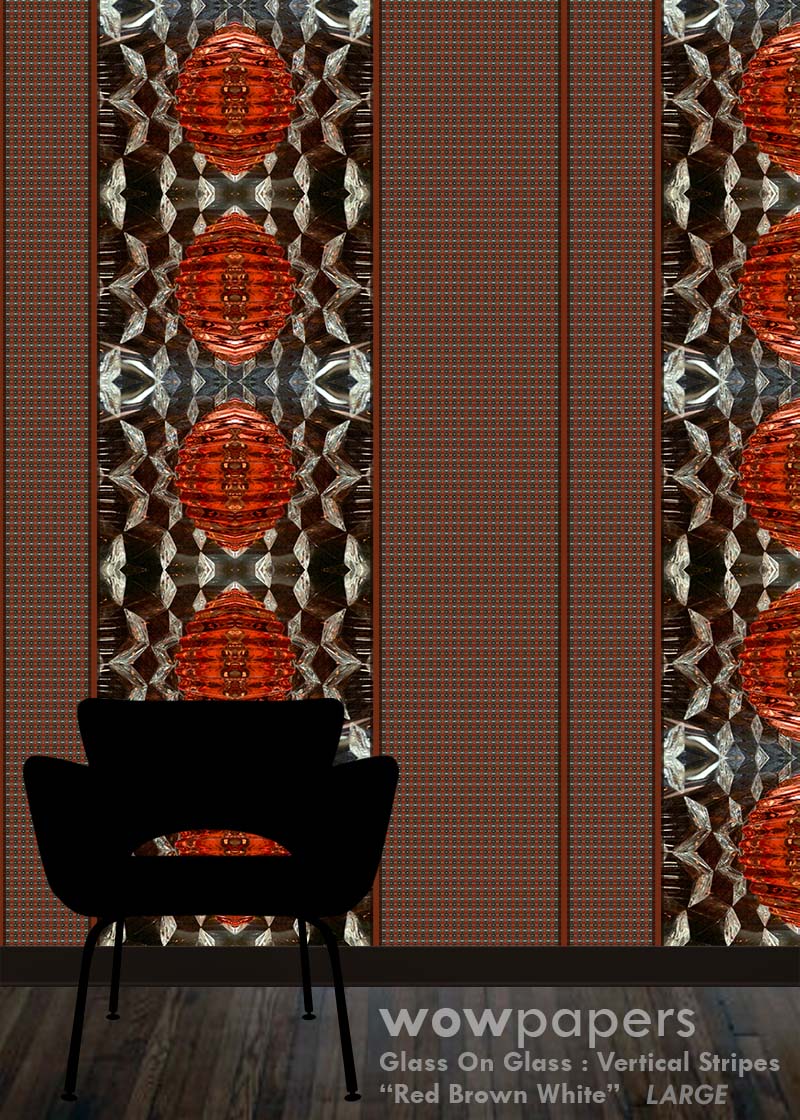 Red Brown White Striped Wallpaper