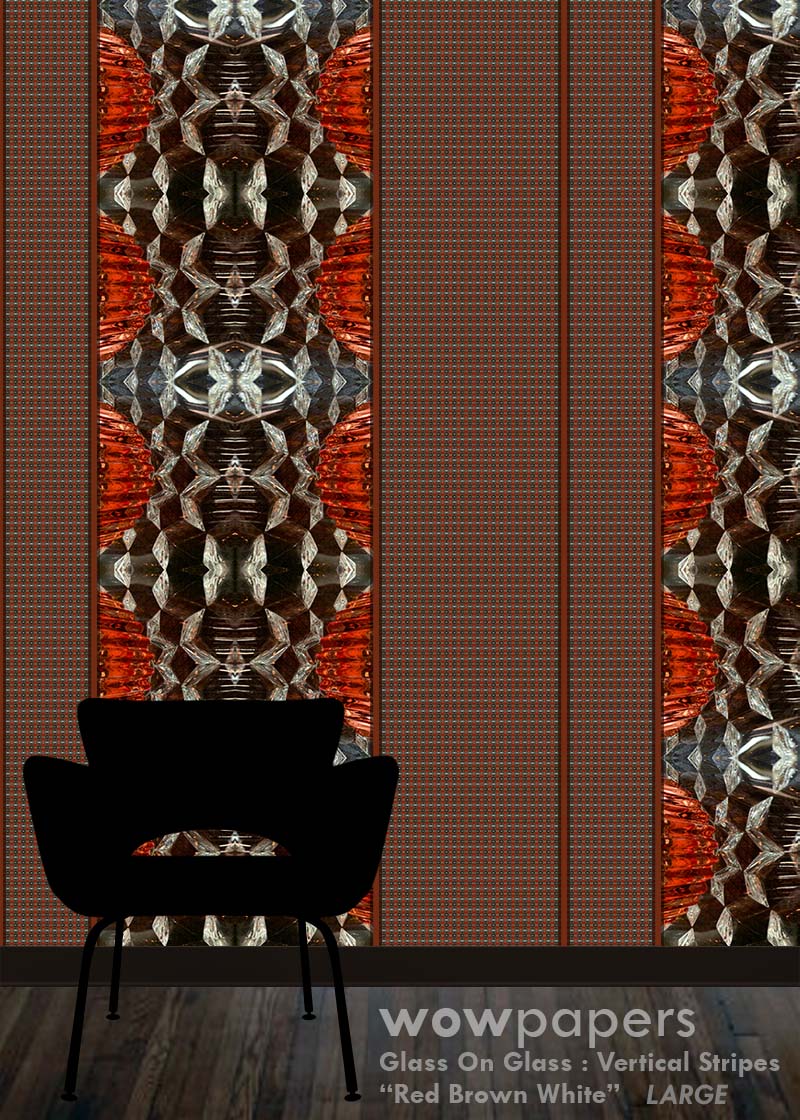 Red Brown White Striped Wallpaper