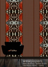 Red Brown White Striped Wallpaper