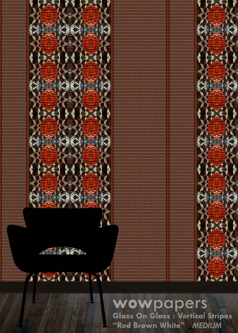 Red Brown White Striped Wallpaper