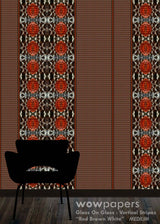 Red Brown White Striped Wallpaper