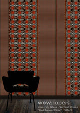 Red Brown White Striped Wallpaper