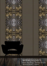 Bronze Gold Striped Wallpaper