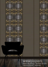 Bronze Gold Striped Wallpaper