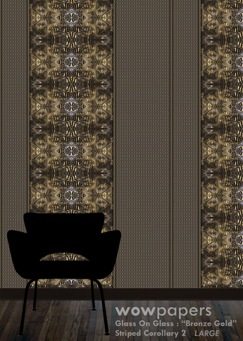 Bronze Gold Striped Wallpaper