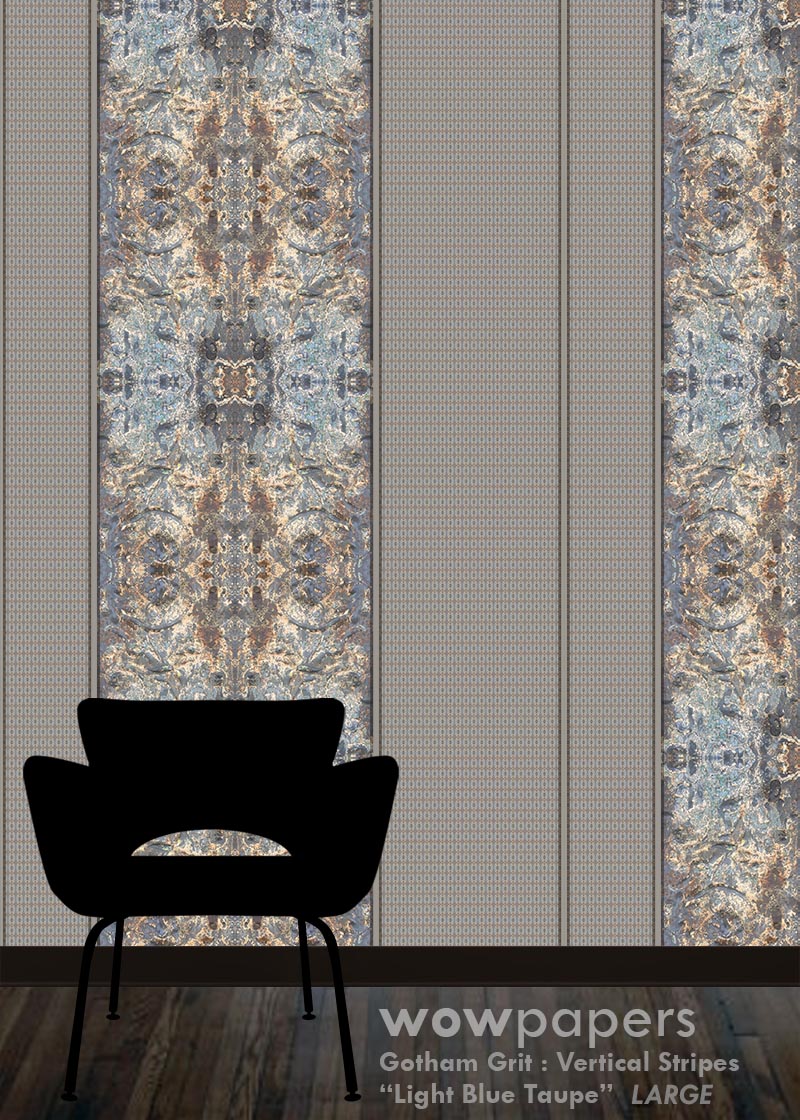 Lt Blue Taupe Striped Wallpaper