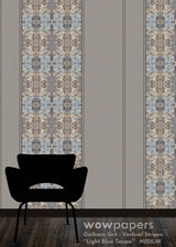 Lt Blue Taupe Striped Wallpaper