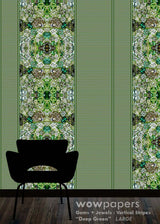 Deep Green Striped Wallpaper