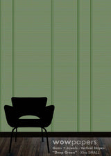 Deep Green Striped Wallpaper