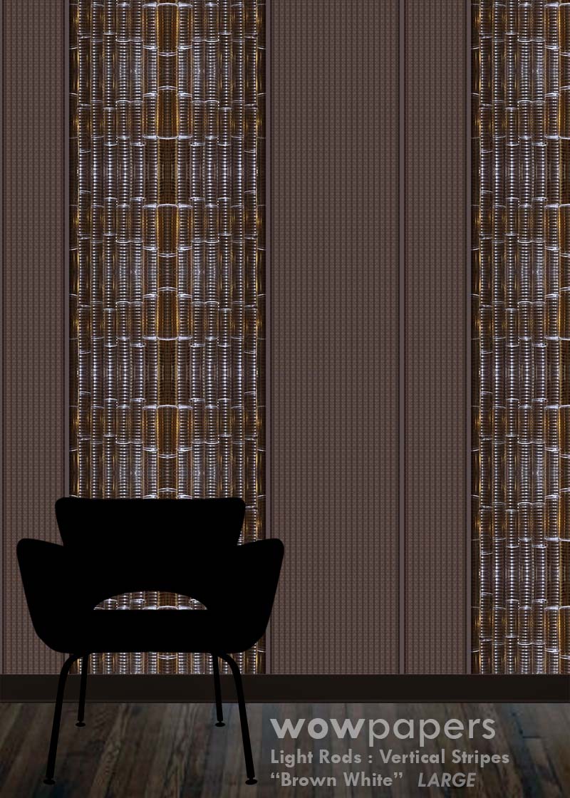 Brown White Striped Wallpaper