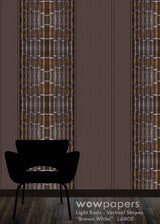 Brown White Striped Wallpaper