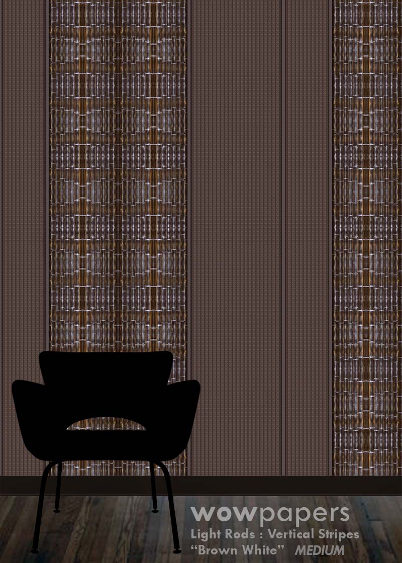 Brown White Striped Wallpaper