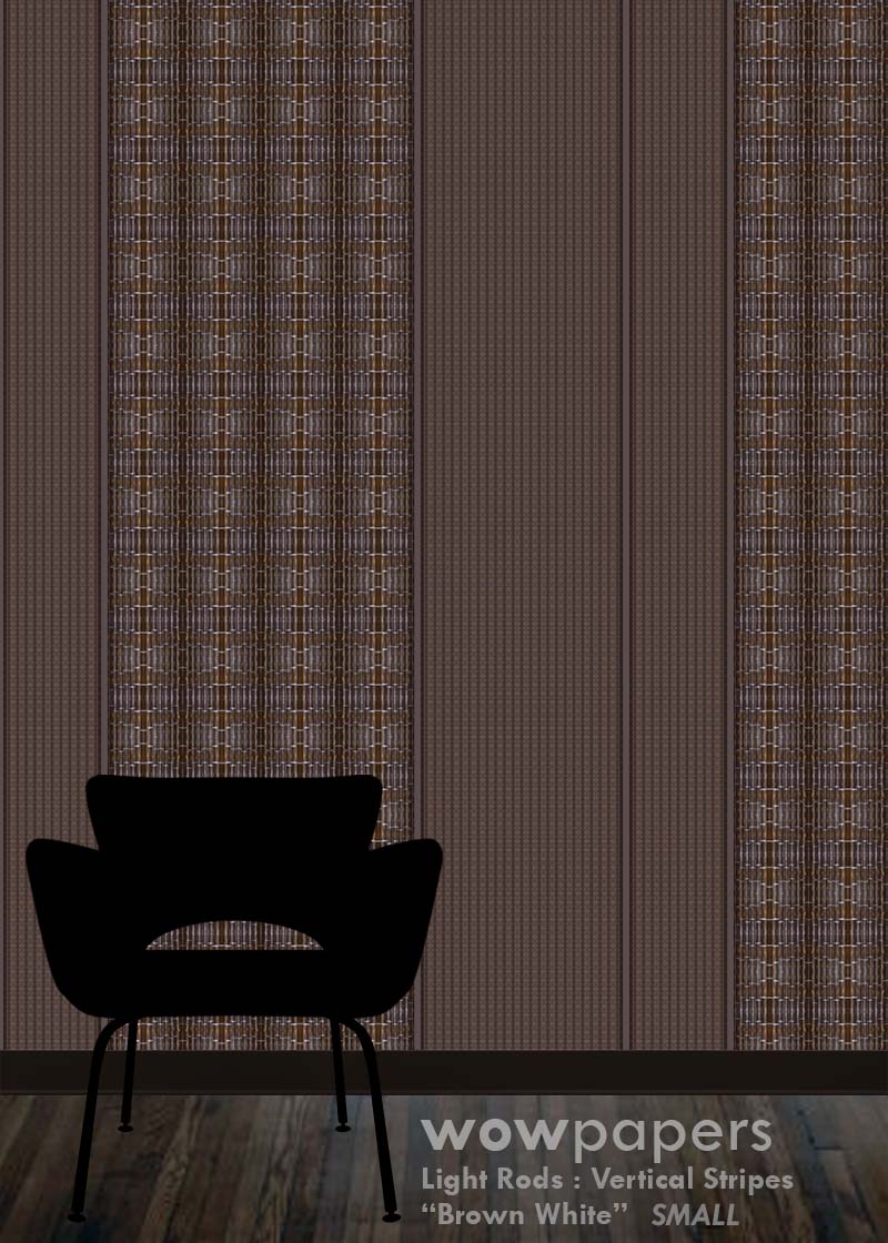 Brown White Striped Wallpaper