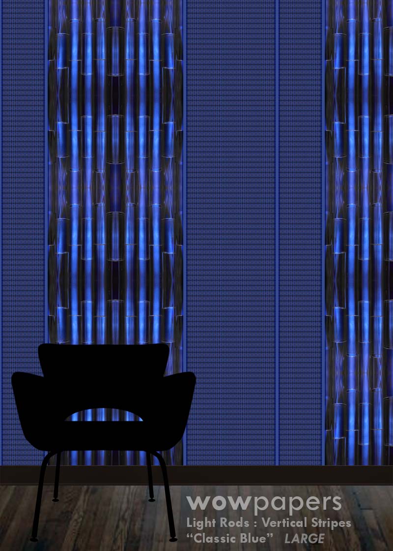 Deep Classic Blue Striped Wallpaper