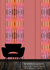Pink Orange Striped Wallpaper