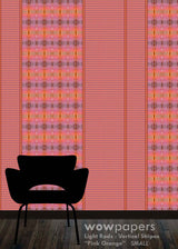 Pink Orange Striped Wallpaper