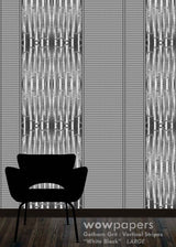 White Black Striped Wallpaper