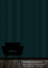 Teal Chevron Striped Wallpaper