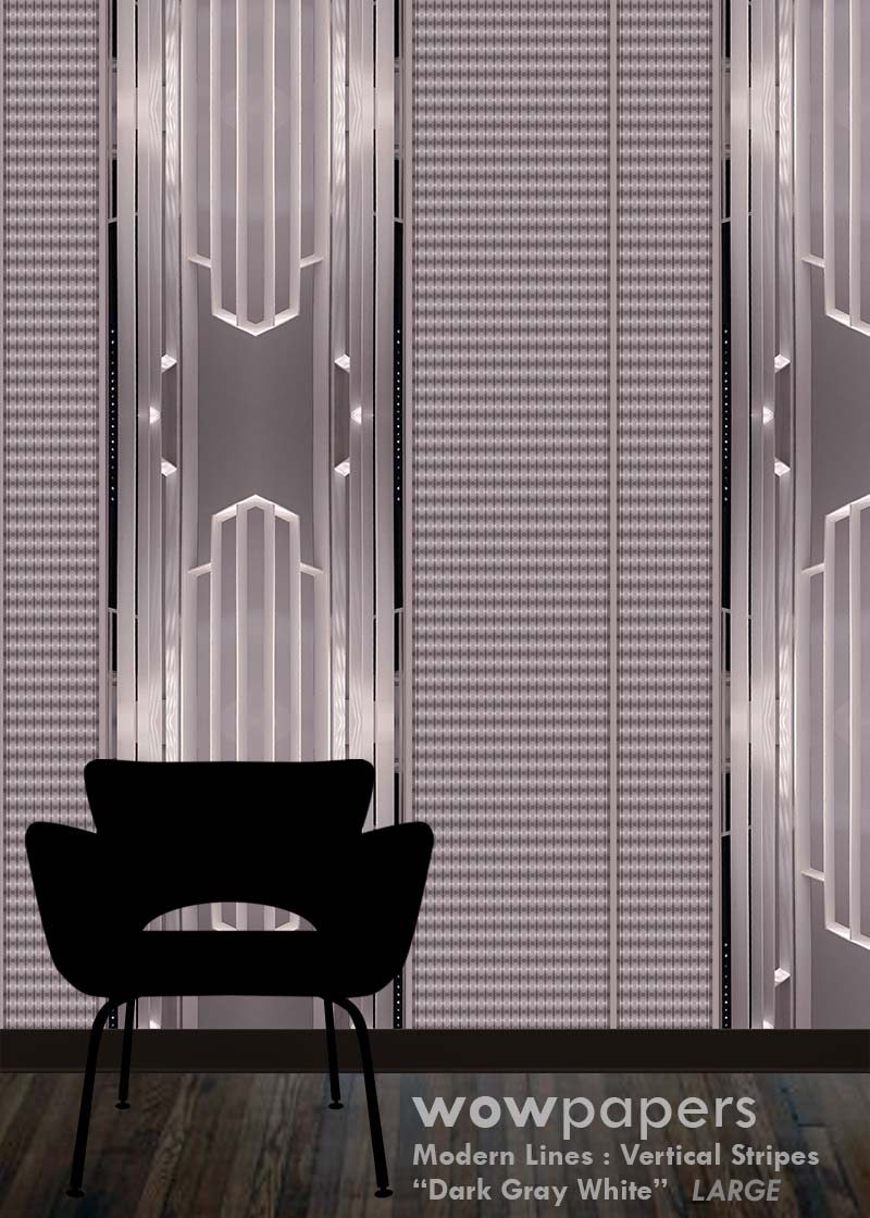 Dark Gray White Striped Wallpaper