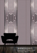 Dark Gray White Striped Wallpaper